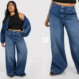 BooHoo Size 20 Plus Elasticated Waistband Wide Leg Jeans